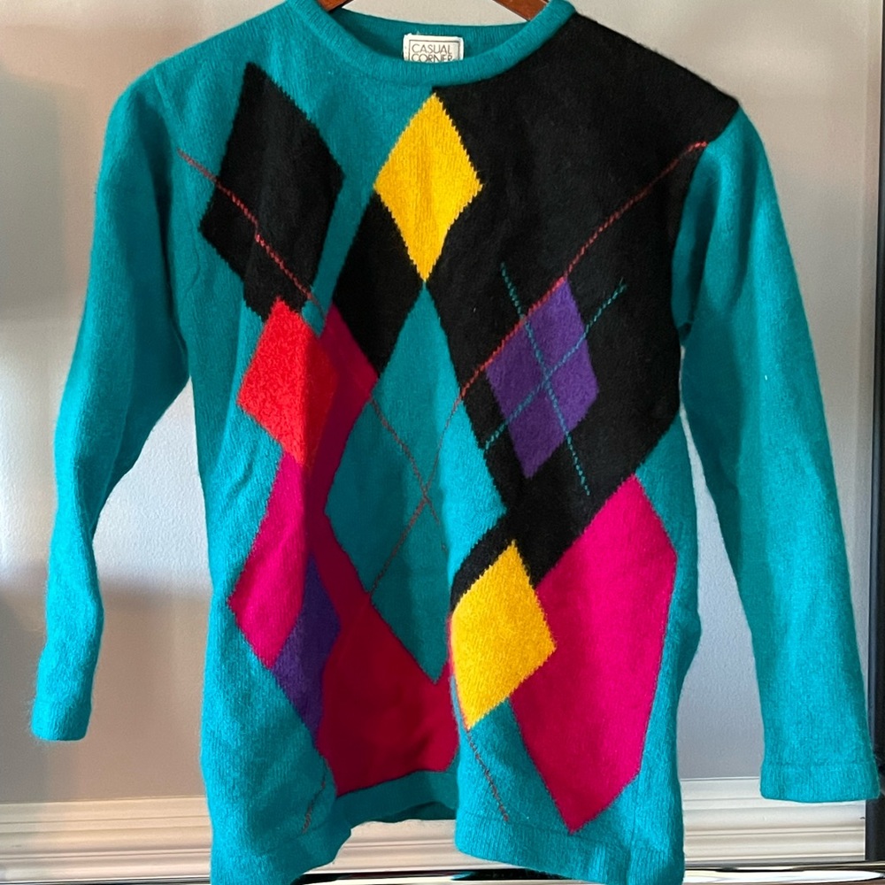 VINTAGE CASUAL CORNER COLOR BLOCK SWEATER